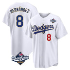 Los Angeles Dodgers #8 Enrique Hern¨¢ndez Player Gold White AmberGomez World Series 2026 Collection Stadium Limited Stitched Jerseys
