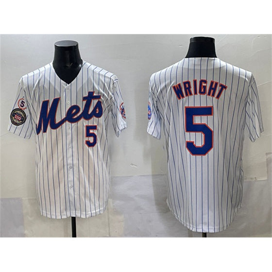 New York Mets #5 David Wright White AmberGomez With Patch Stitched Jersey