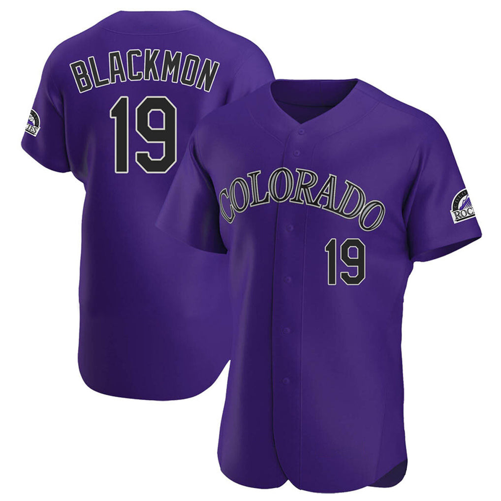 Colorado Rockies #19 Charlie Blackmon Player Purple AmberGomez Limited Elite Home Stitched Jerseys