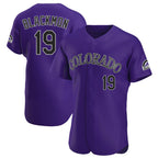 Colorado Rockies #19 Charlie Blackmon Player Purple AmberGomez Limited Elite Home Stitched Jerseys