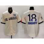 Los Angeles Dodgers #18 Yoshinobu Yamamoto Cream AmberGomez 2024 City Connect Limited Jersey