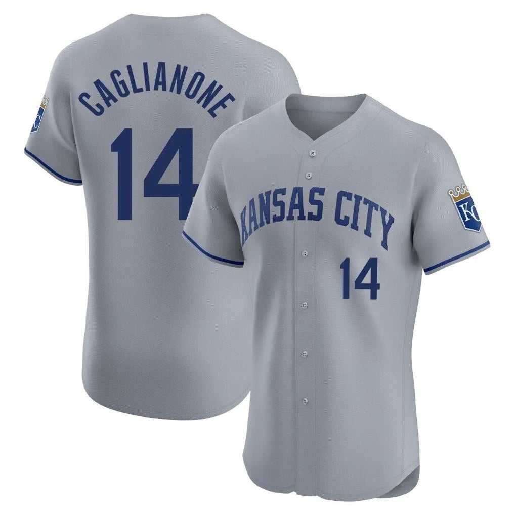 Kansas City Royals #14 Jac Caglianone Player Gray AmberGomez Limited Elite Home Stitched Jerseys