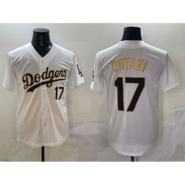 Los Angeles Dodgers #17 Shohei Ohtani White Gold AmberGomez Limited Stitched Jersey
