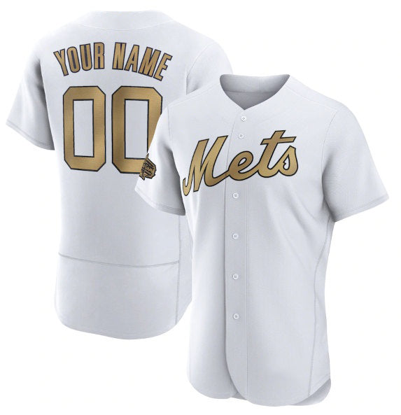 Custom New York Mets Active Player White AmberGomez 2022 All-Star Flex Base Stitched Jersey