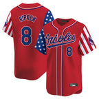 Baltimore Orioles #8 Cal Ripken Player Red AmberGomez Independence Day Vapor Premier Limited Home Game Stitched Jerseys