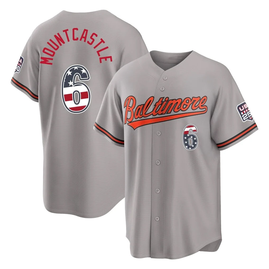 Baltimore Orioles #6 Ryan Mountcastle Player Gray AmberGomez USA 250 Fourth of July Home Game Stitched Jerseys
