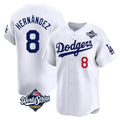 Los Angeles Dodgers #8 Enrique Hern¨¢ndez Player White AmberGomez World Series Limited Home Stitched Jerseys
