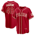 Texas Rangers #48 Jacob deGrom Red AmberGomez 2026 City Connect Stadium Jersey