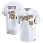 Los Angeles Dodgers #16 Will Smith White AmberGomez 2025 Gold Collection Limited Stitched Jersey