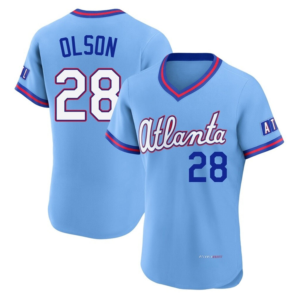Atlanta Braves #28 Matt Olson Player Powder Blue AmberGomez 2026 City Connect T-shirt Limited Elite Home Game Stitched Jerseys