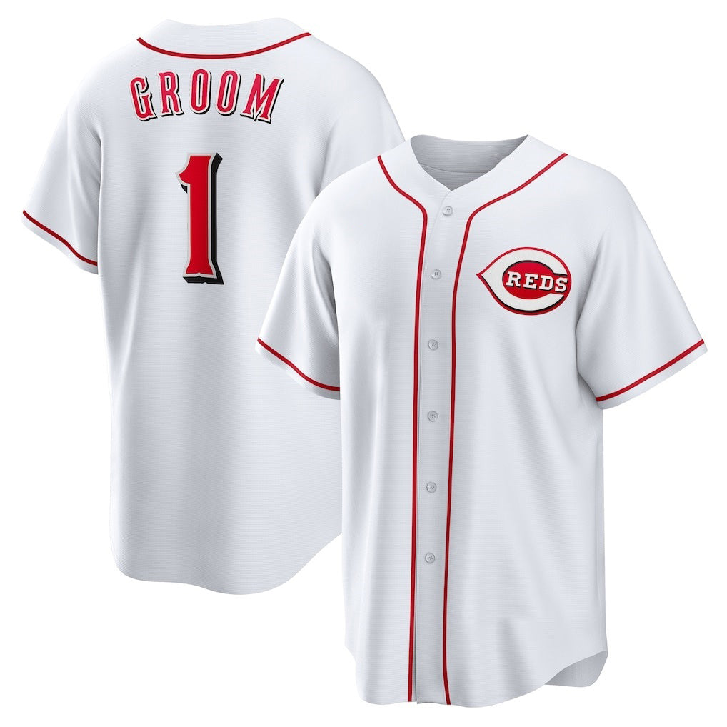 Cincinnati Reds #1 Groom White AmberGomez Home Replica Jersey