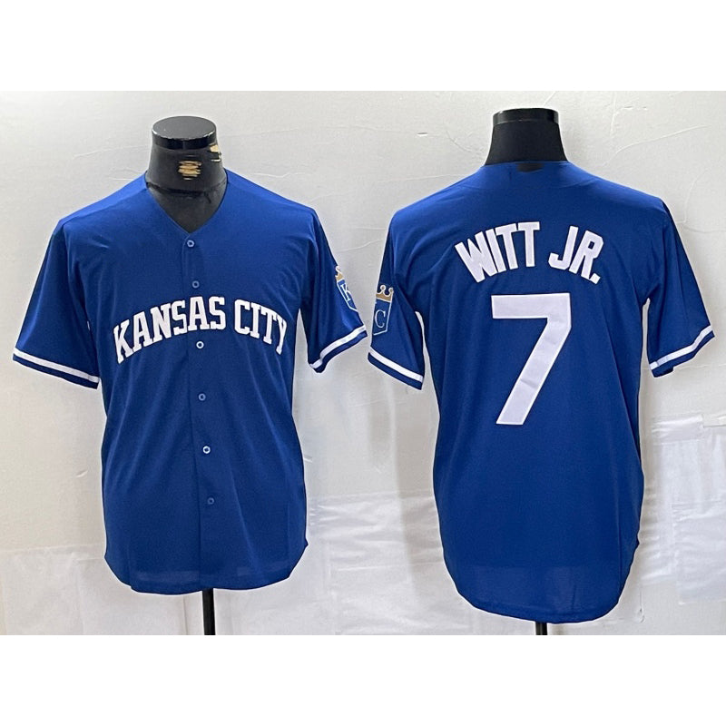 Kansas City Royals #7 Bobby Witt Jr Blue AmberGomez Cool Base Stitched Jersey