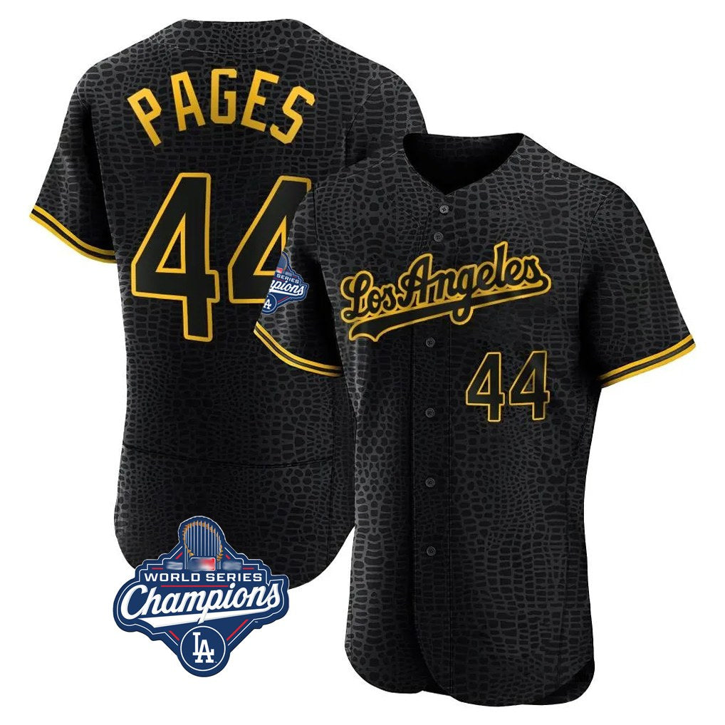 Los Angeles Dodgers #44 Andy Pages Player Black AmberGomez World Series Meet Snake Skin City Limited Elite Home Stitched Jerseys