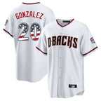 Arizona Diamondbacks #20 Luis Gonzalez Player White AmberGomez USA 250 Fourth of July Home Game Stitched Jerseys