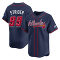 Atlanta Braves #99 Spencer Strider Player Navy AmberGomez 2025 Speedway Classic Home Game Stitched Jerseys