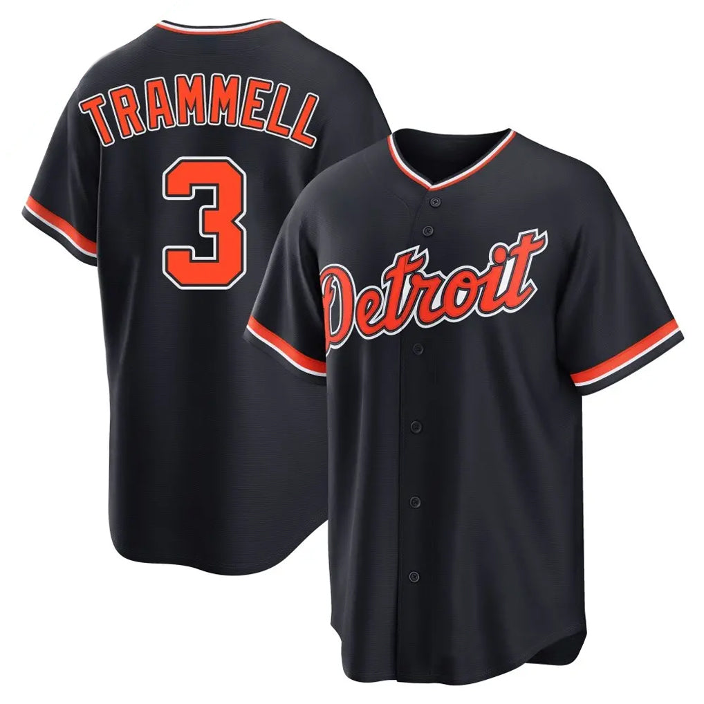 Detroit Tigers #3 Alan Trammell Player Navy AmberGomez Home Game Stitched Jerseys