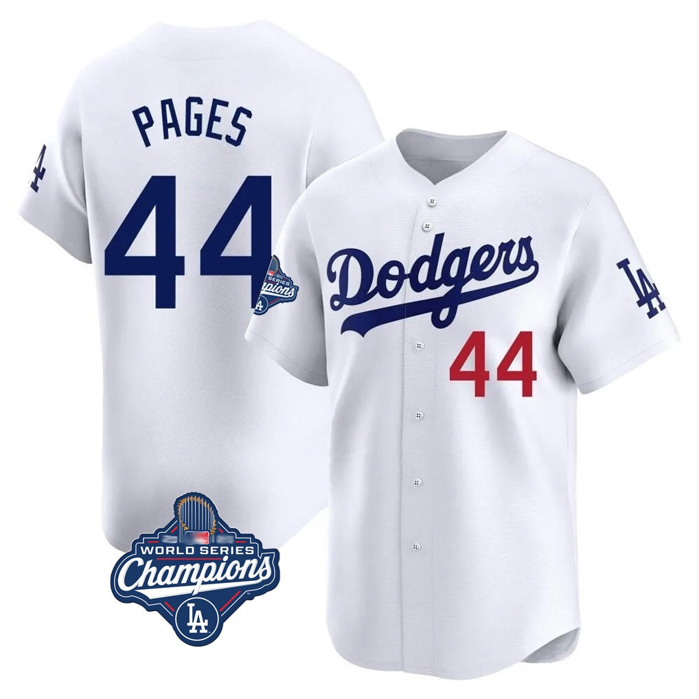 Los Angeles Dodgers #44 Andy Pages Player White AmberGomez World Series Meet Limited Home Stitched Jerseys