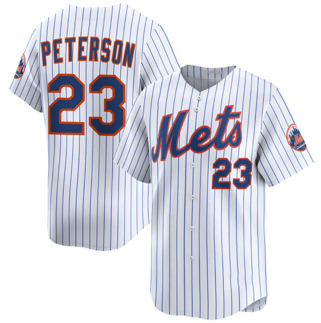 New York Mets #23 David Peterson White AmberGomez 2025 Home Limited Stitched Jersey