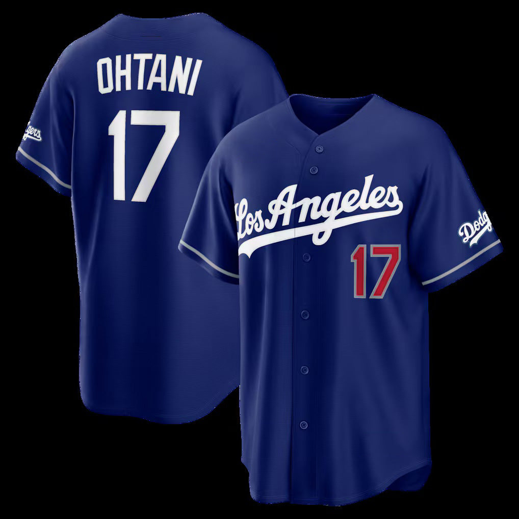 Los Angeles Dodgers #17 Shohei Ohtani Royal AmberGomez Alternate Stadium Jersey