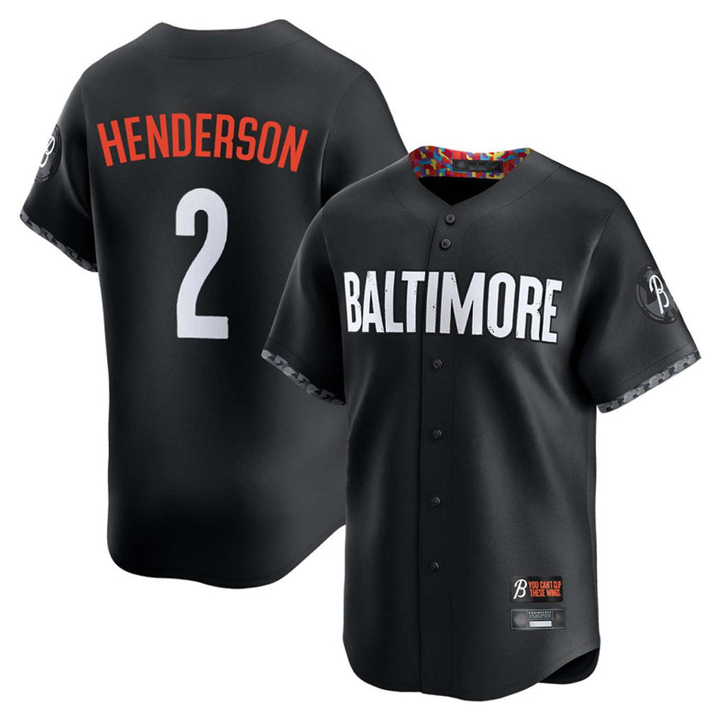 Baltimore Orioles #2 Gunnar Henderson Player Black AmberGomez City Connect Limited Home Game Stitched Jerseys
