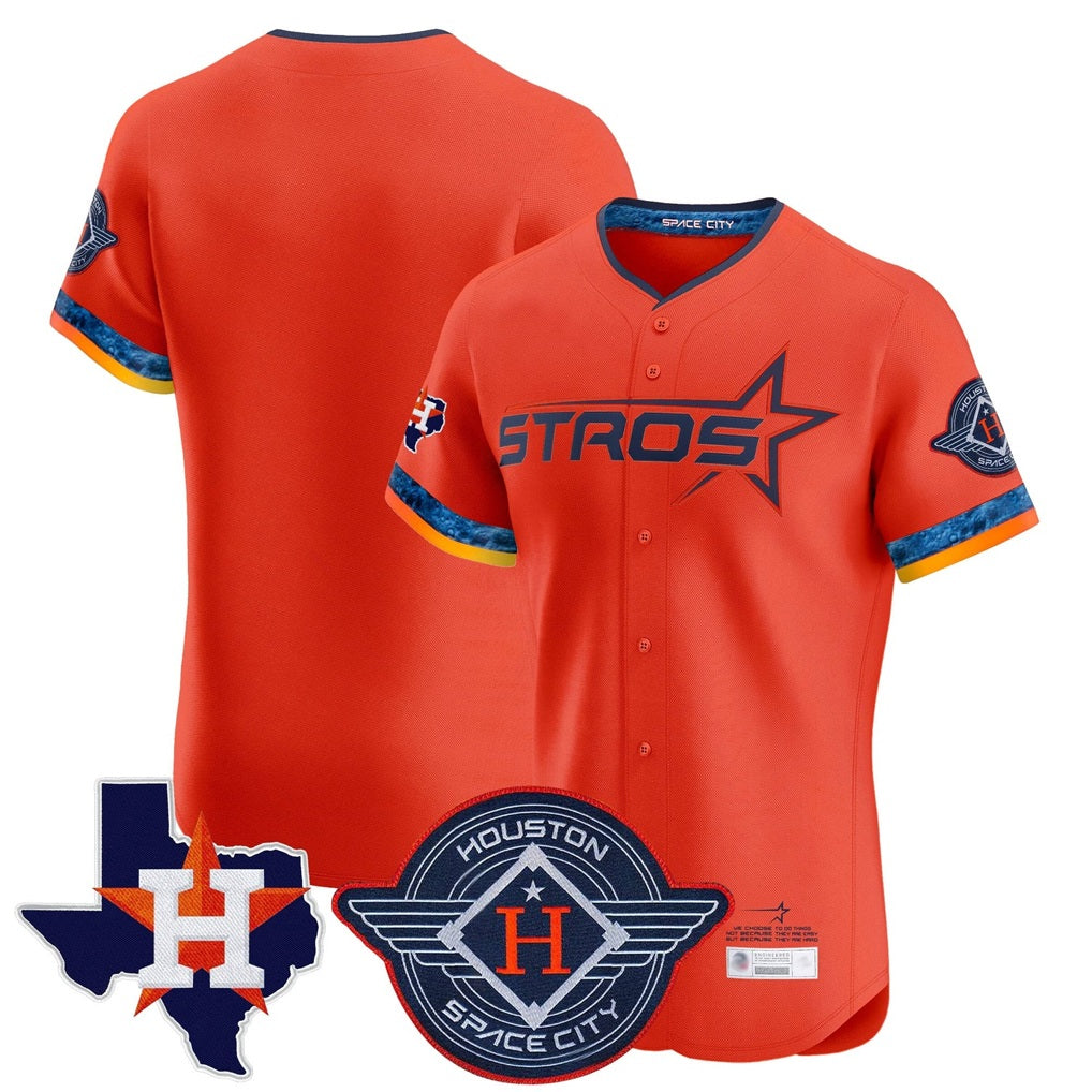 Houston Astros Blank Player Orange AmberGomez City Connect Texas Patch Vapor Premier Limited Elite Home Stitched Jerseys