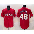 Texas Rangers #48 Jacob deGrom Red AmberGomez With Patch Cool Base Stitched Jersey