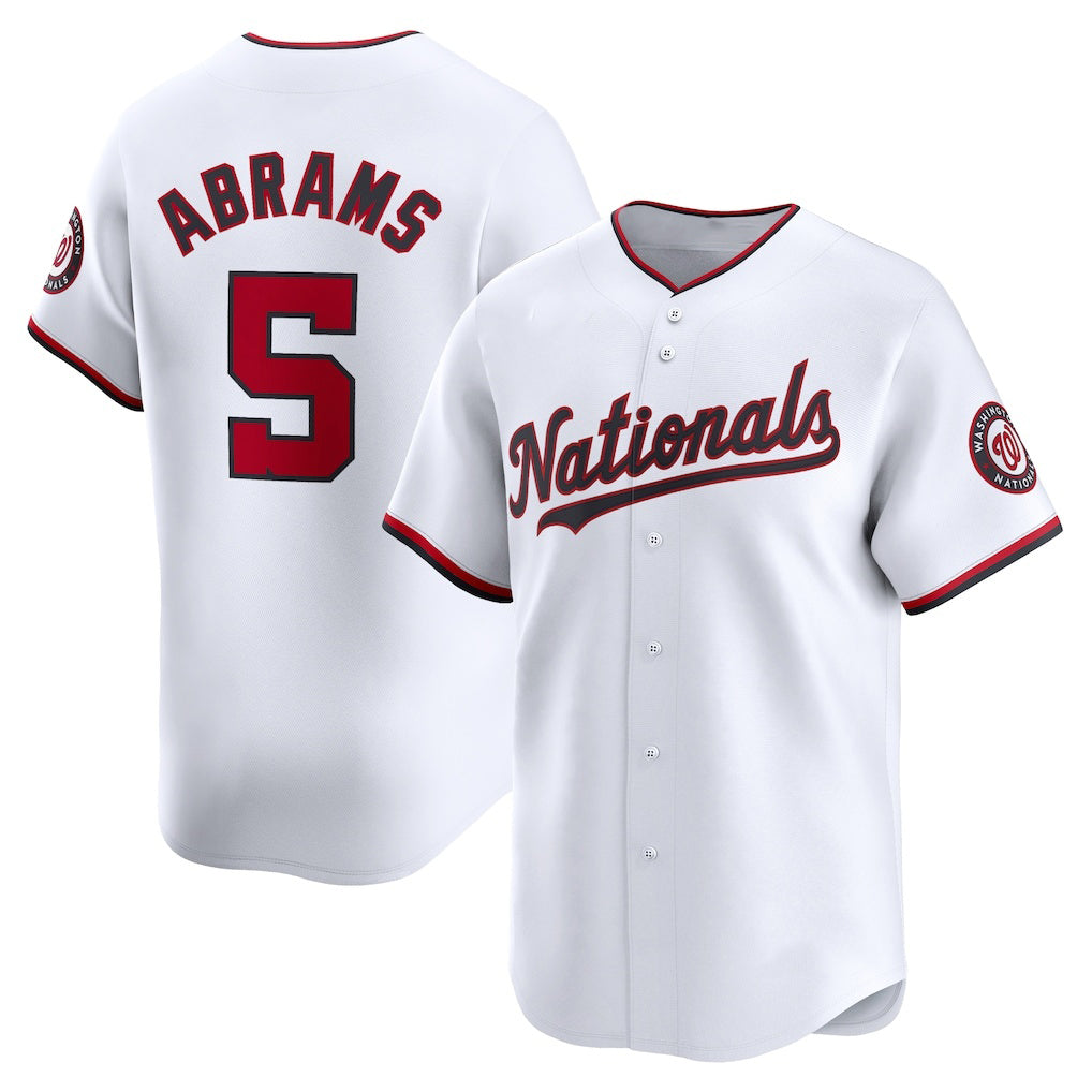 Washington Nationals #5 CJ Abrams White AmberGomez Home Limited Player Jersey