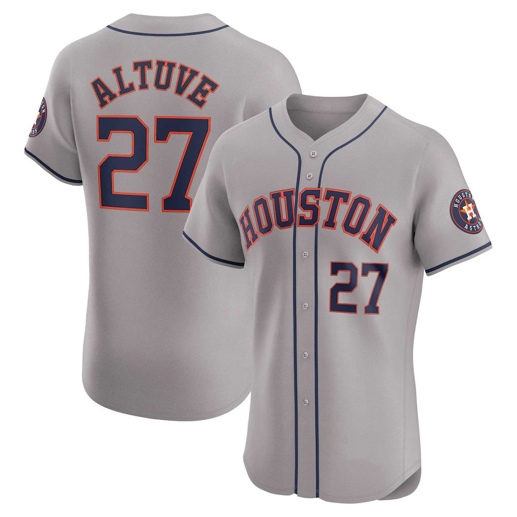Houston Astros #27 Jose Altuve Gray AmberGomez Road Elite Player Jersey
