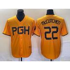 Pittsburgh Pirates #22 Andrew McCutchen Gold AmberGomez 2023 City Connect Stitched Jersey
