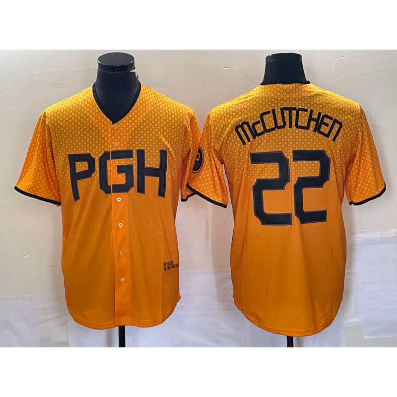 Pittsburgh Pirates #22 Andrew McCutchen Gold AmberGomez 2023 City Connect Stitched Jersey