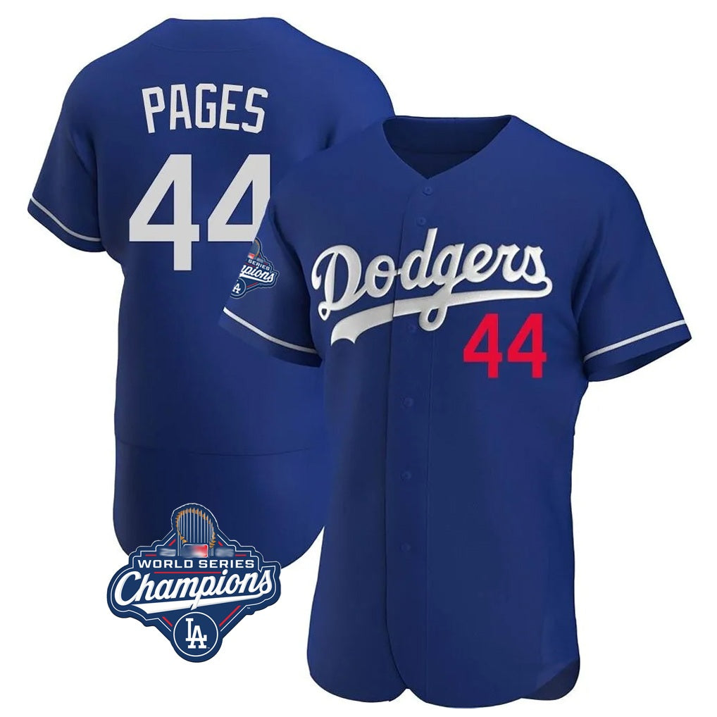 Los Angeles Dodgers #44 Andy Pages Player Royal AmberGomez World Series Meet Limited Elite Home Stitched Jerseys