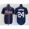 Detroit Tigers #24 Miguel Cabrera Navy AmberGomez Cool Base Stitched Jersey