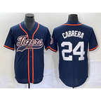 Detroit Tigers #24 Miguel Cabrera Navy AmberGomez Cool Base Stitched Jersey