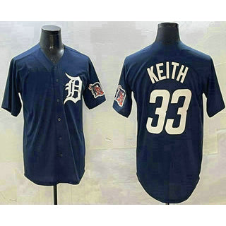 Detroit Tigers #33 Colt Keith Navy AmberGomez With Patch Cool Base Stitched Jersey 2