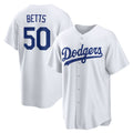 Los Angeles Dodgers #50 Mookie Betts White AmberGomez Home Replica Player Name Jersey