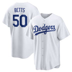 Los Angeles Dodgers #50 Mookie Betts White AmberGomez Home Replica Player Name Jersey