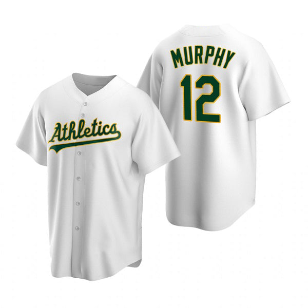 Oakland Athletics #12 Sean Murphy White AmberGomez Cool Base Stitched Jersey