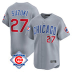 Chicago Cubs #27 Seiya Suzuki Player Gray AmberGomez Road 150th Anniversary Limited Home Stitched Jerseys