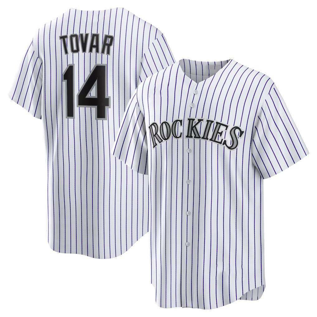 Colorado Rockies #14 Ezequiel Tovar White AmberGomez Home Replica Jersey