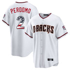 Arizona Diamondbacks #2 Geraldo Perdomo Player White AmberGomez USA 250 Fourth of July Home Game Stitched Jerseys