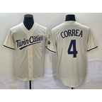 Minnesota Twins #4 Carlos Correa Cream AmberGomez 2022 City Connect Cool Base Stitched Jersey