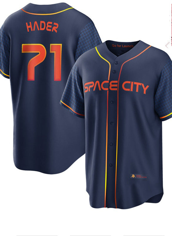 Houston Astros #71 Josh Hader 2022 Navy Blue AmberGomez City Connect Cool Base Stitched Jersey