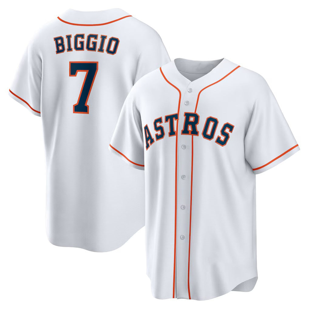 Houston Astros #7 Craig Biggio White AmberGomez Home Retired Player Replica Jersey
