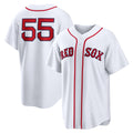 Boston Red Sox #55 Ranger Su¨¢rez White AmberGomez Home Replica Jersey