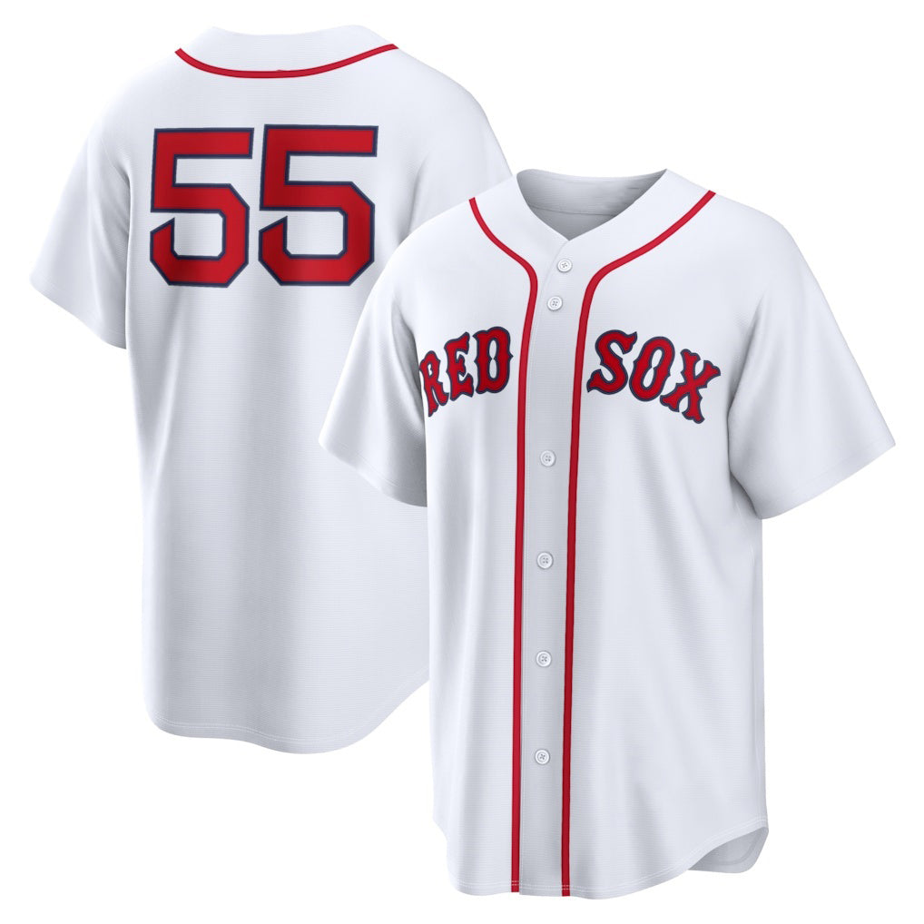 Boston Red Sox #55 Ranger Su¨¢rez White AmberGomez Home Replica Jersey