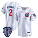 Chicago Cubs #2 Nico Hoerner Player White AmberGomez Pinstripe Vapor Premier Limited Home Stitched Jerseys