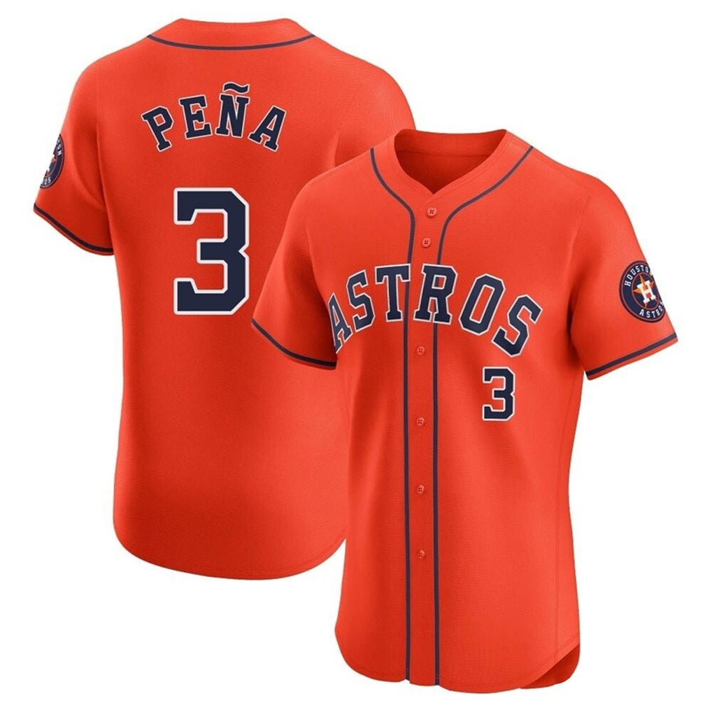 Houston Astros #3 Jeremy Pena Player Orange AmberGomez Home Limited Elite Stitched Jerseys
