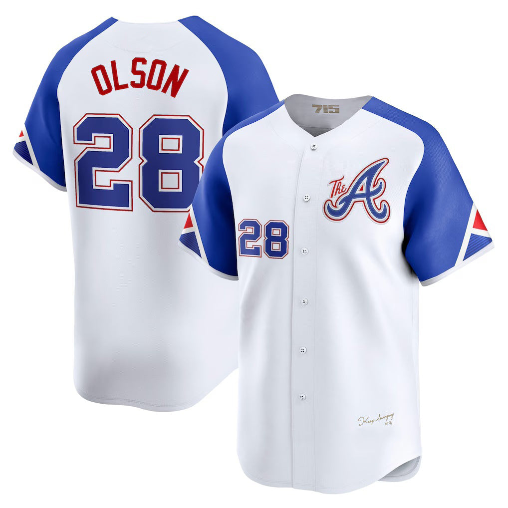 Atlanta Braves #28 Matt Olson White AmberGomez City Connect Limited Player Jersey