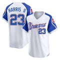Atlanta Braves #23 Michael Harris II Player White AmberGomez Throwback Cooperstown Collection T-shirt Game Stitched Jerseys