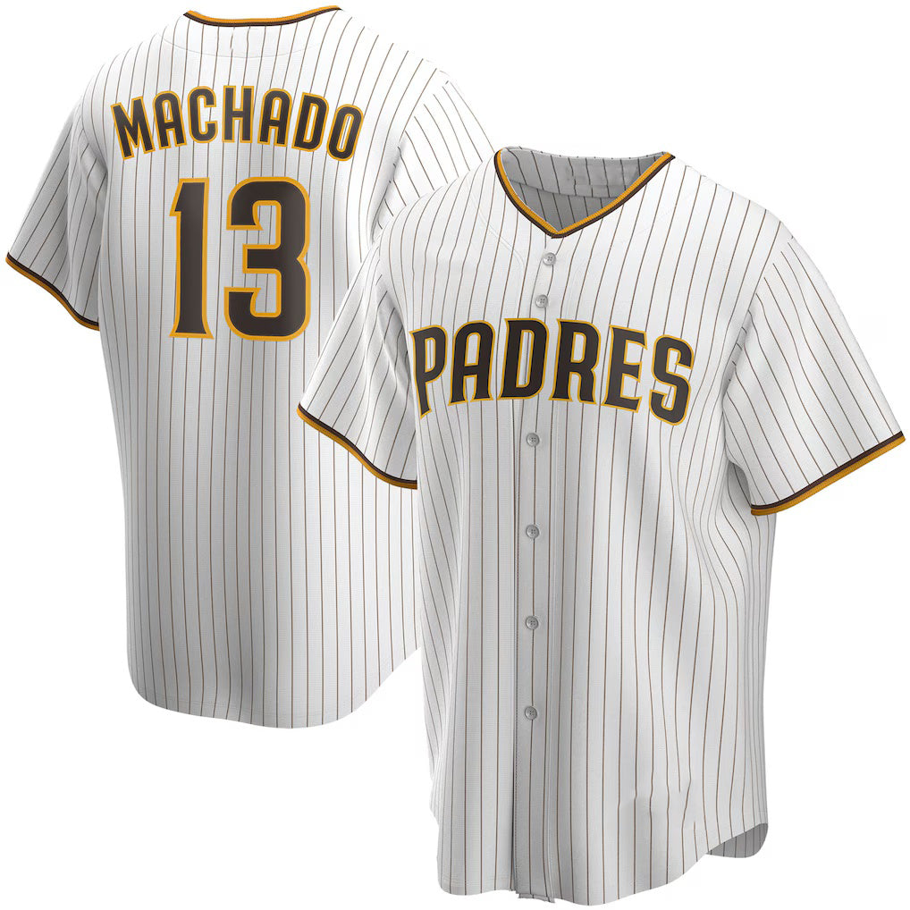 San Diego Padres #13 Manny Machado White AmberGomez Home Replica Player Jersey
